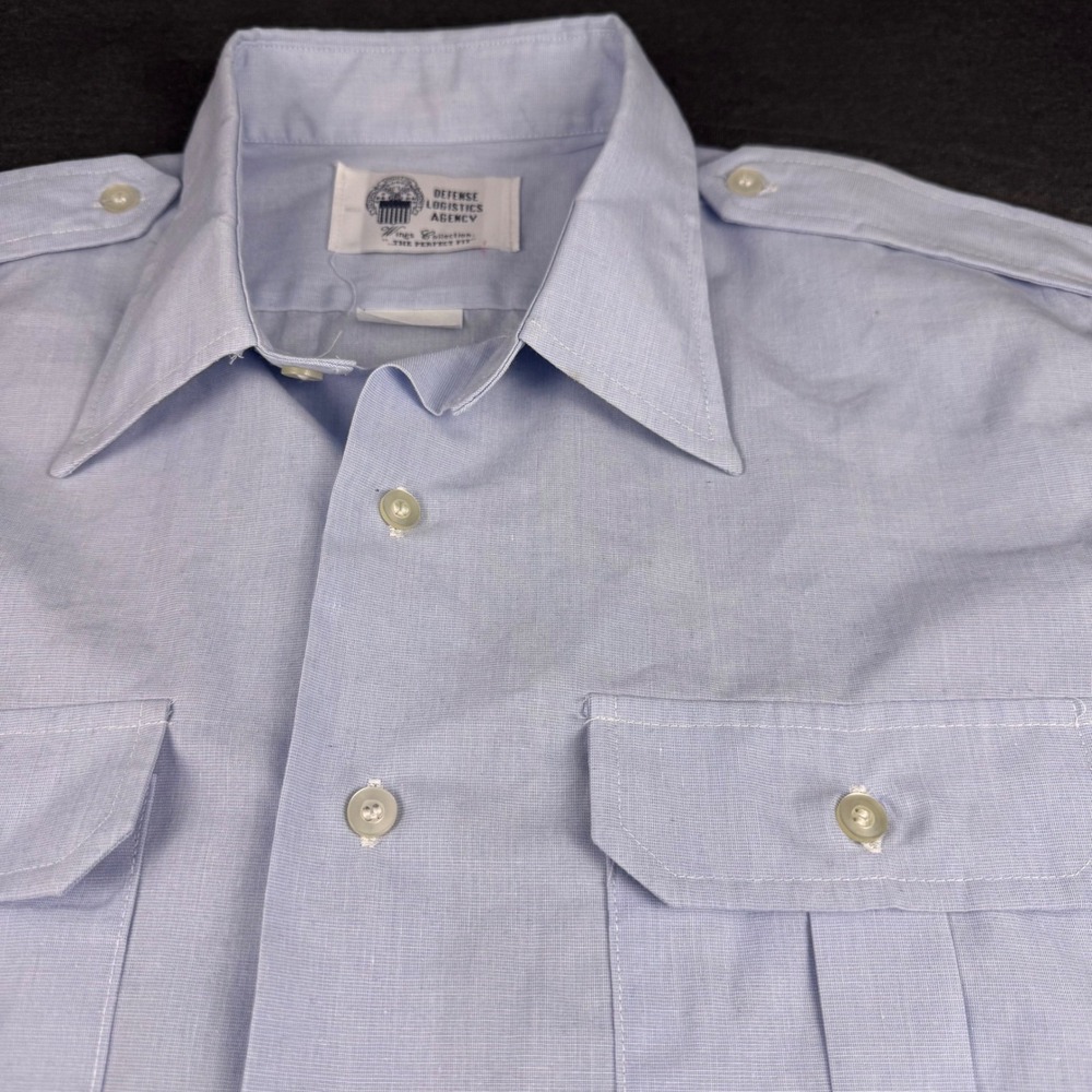 Mens Short Sleeve Light Blue Defense Logistics Agency Uniform Shirt Size 17.5